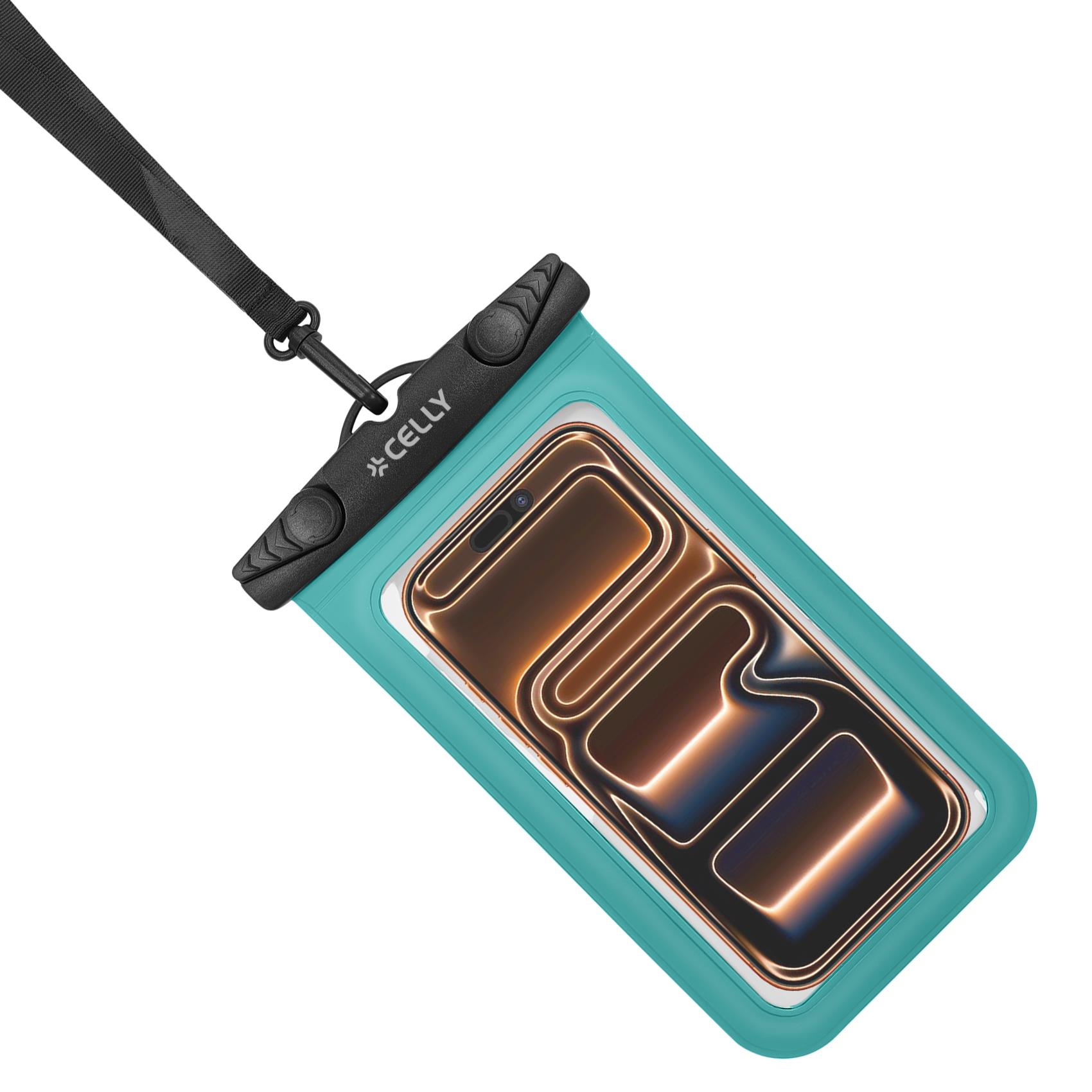 SPLASHBAG26 - Custodia impermeabile per smartphone fino a 7" dimensione display, design trasparente, chiusura ermetica, laccio a collo incluso 5