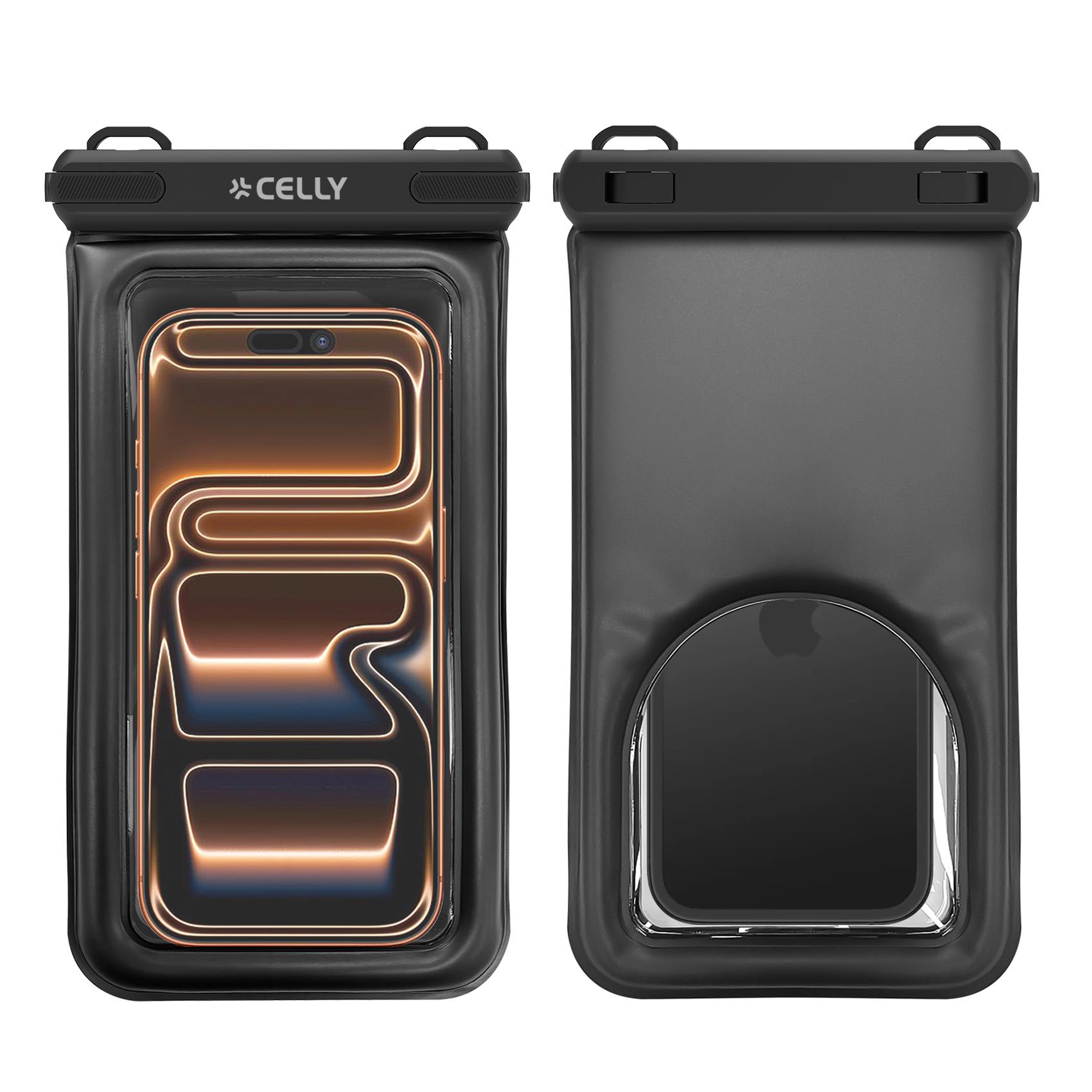 SPLASHBAGFL - Custodia impermeabile galleggiante per smartphone fino a 6.9", design trasparente, chiusura ermetica, laccio da collo integrato 8
