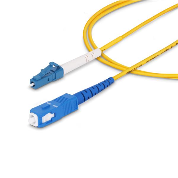 Cavo in fibra ottica simplex monomodale OS2 da LC a SC (UPC) da 3m, 9/125µm, 40G/100G, Insensibile alla piegatura, Bassa perdita di inserzione, Cavo patch in fibra LSZH 5