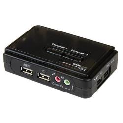 StarTech Switch KVM USB 2 porte nero con audio e cavi