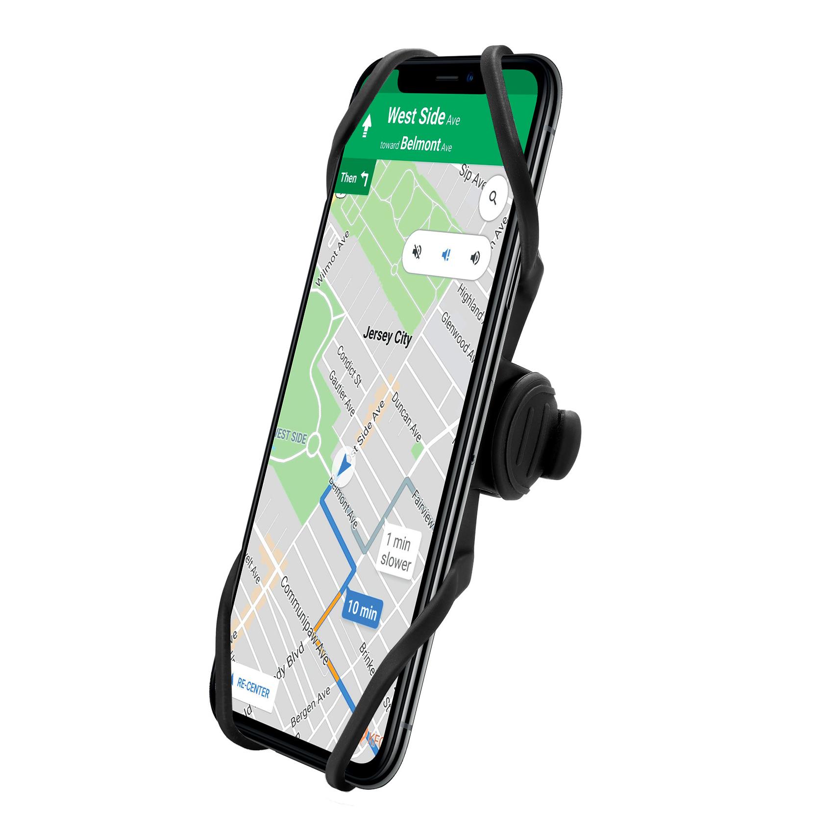 CELLY SWIPEBIKESTEM - Supporto universale per smartphone utilizzo con bici, ebike, da manubrio, materiale morbido silicone, funzionalità swipe-up e Face-ID, cinghia regolabile