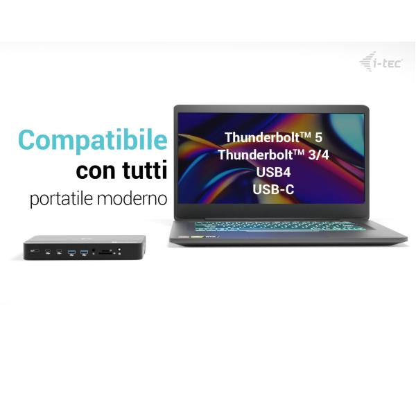 I-TEC THUNDERBOLT 5 Triplo Display, PD140W con alimentatore, Slot M.2 NVMe per espandere lo storage fino a 7000 MB/s 6
