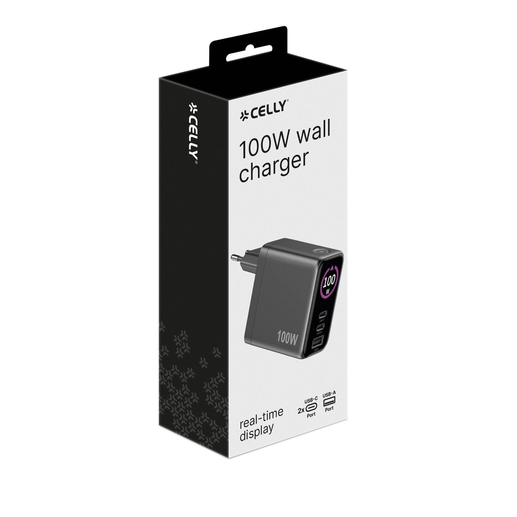 TCSCREEN2C1A100 - 100W GaN Wall Charger with integrated Screen 7