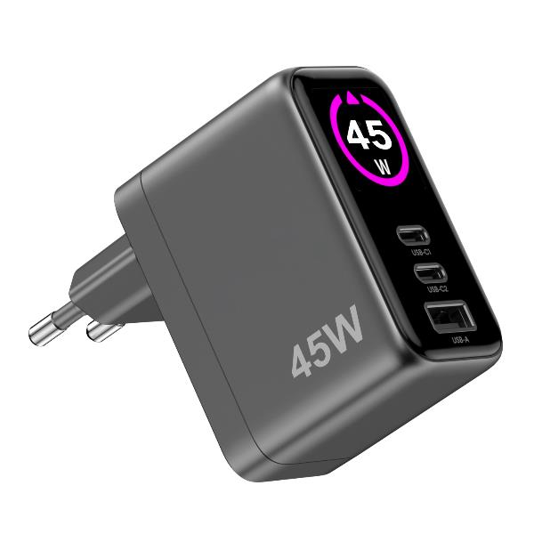 CELLY TCSCREEN2C1A45W - 45W GaN Wall Charger with integrated Screen G