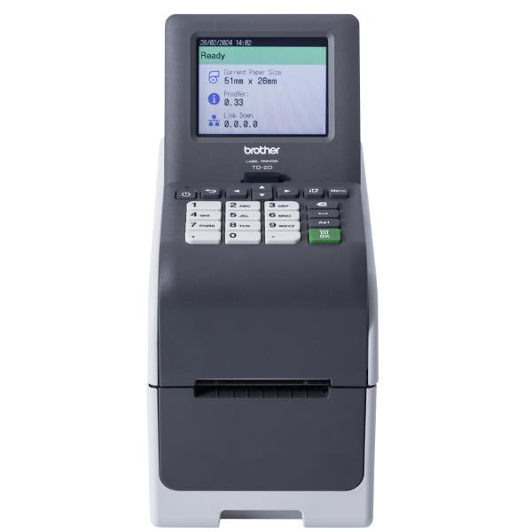 BROTHER STAMPANTI AUTO-ID TD2320 TD 2", 203DPI, LAN, USB-C, RS232, DISPLAY LCD CON TASTIERINO - INCLUSO ALIMENTATORE E CAVO USB-C