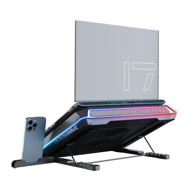 Turbofan Gaming Laptop Cooling Pad con Hub USB, RGB, Schiuma Sigillata, Supporto Mobile 5