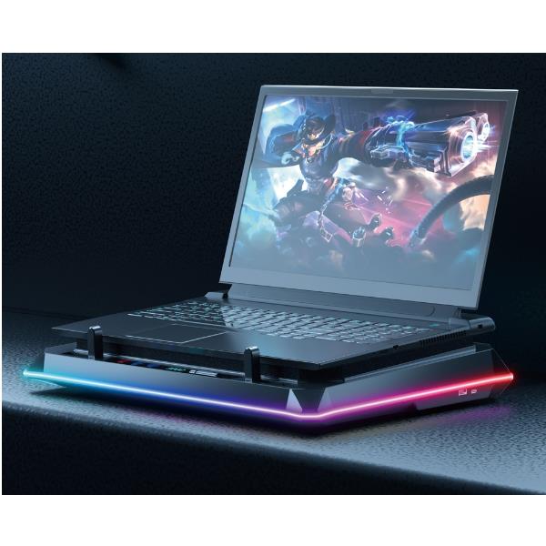 Turbofan Gaming Laptop Cooling Pad con Hub USB, RGB, Schiuma Sigillata, Supporto Mobile 8