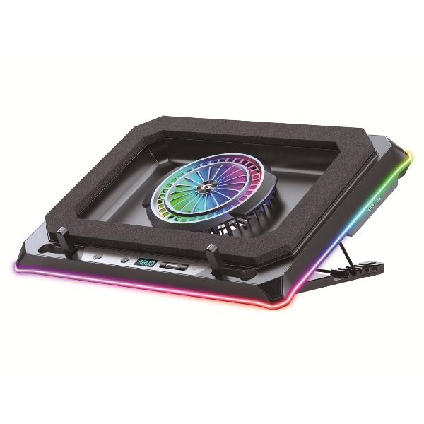 CONCEPTRONIC Base di raffreddamento per laptop da gaming, RGB, schiuma sigillata, supporto per cellulare