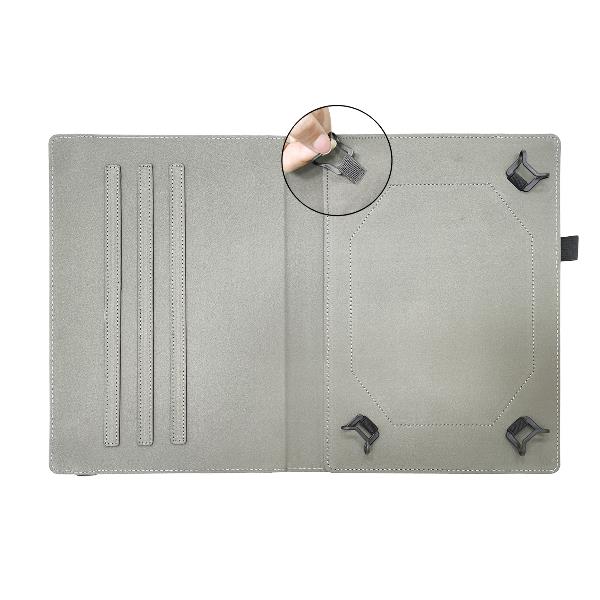 UNIFOLIOTAB13 - Custodia universale a libro colore grigio funzione stand con banda elastica di chiusura esterna compatibile con i Tablet fino a 13" dimensione display 2