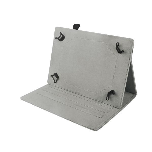UNIFOLIOTAB13 - Custodia universale a libro colore grigio funzione stand con banda elastica di chiusura esterna compatibile con i Tablet fino a 13" dimensione display 3
