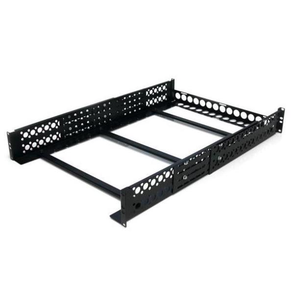 StarTech Guide rack universali 2U - Staffe di montaggio fisse conformi a TAA - Binari per rack da 19" a profondità regolabile per apparecchiature non montabili a rack - Nero