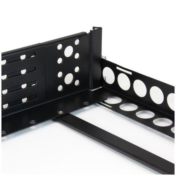 Guide rack universali 2U - Staffe di montaggio fisse conformi a TAA - Binari per rack da 19" a profondità regolabile per apparecchiature non montabili a rack - Nero 2