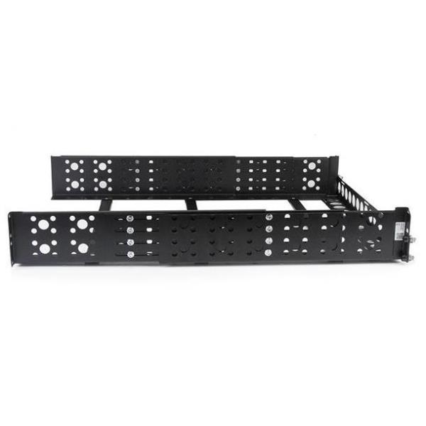 Guide rack universali 2U - Staffe di montaggio fisse conformi a TAA - Binari per rack da 19" a profondità regolabile per apparecchiature non montabili a rack - Nero 3