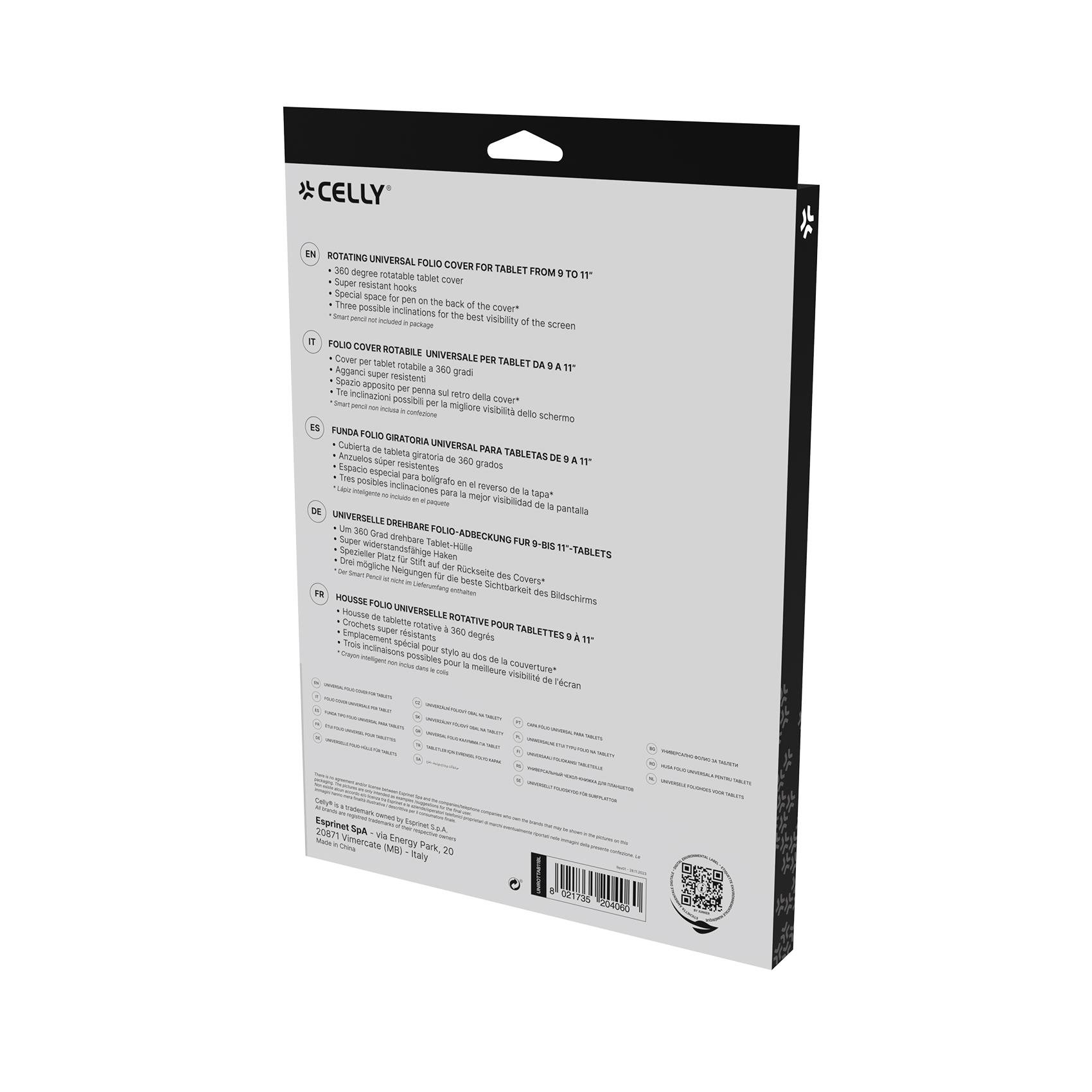 UNIROTTAB11 - Custodia a libro universale di colore blu con rotazione a 360° compatibile con Tablet fino a 11" dimensione display 6