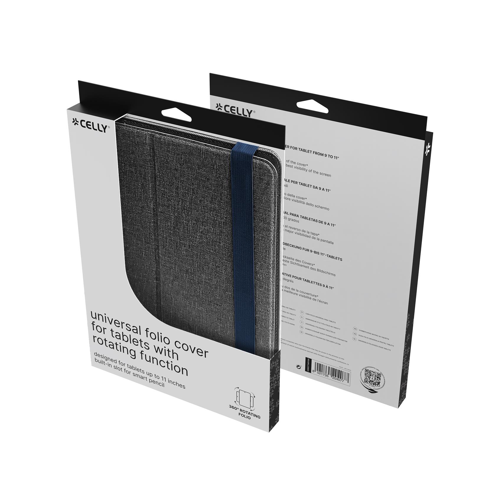UNIROTTAB11 - Custodia a libro universale di colore blu con rotazione a 360° compatibile con Tablet fino a 11" dimensione display 7