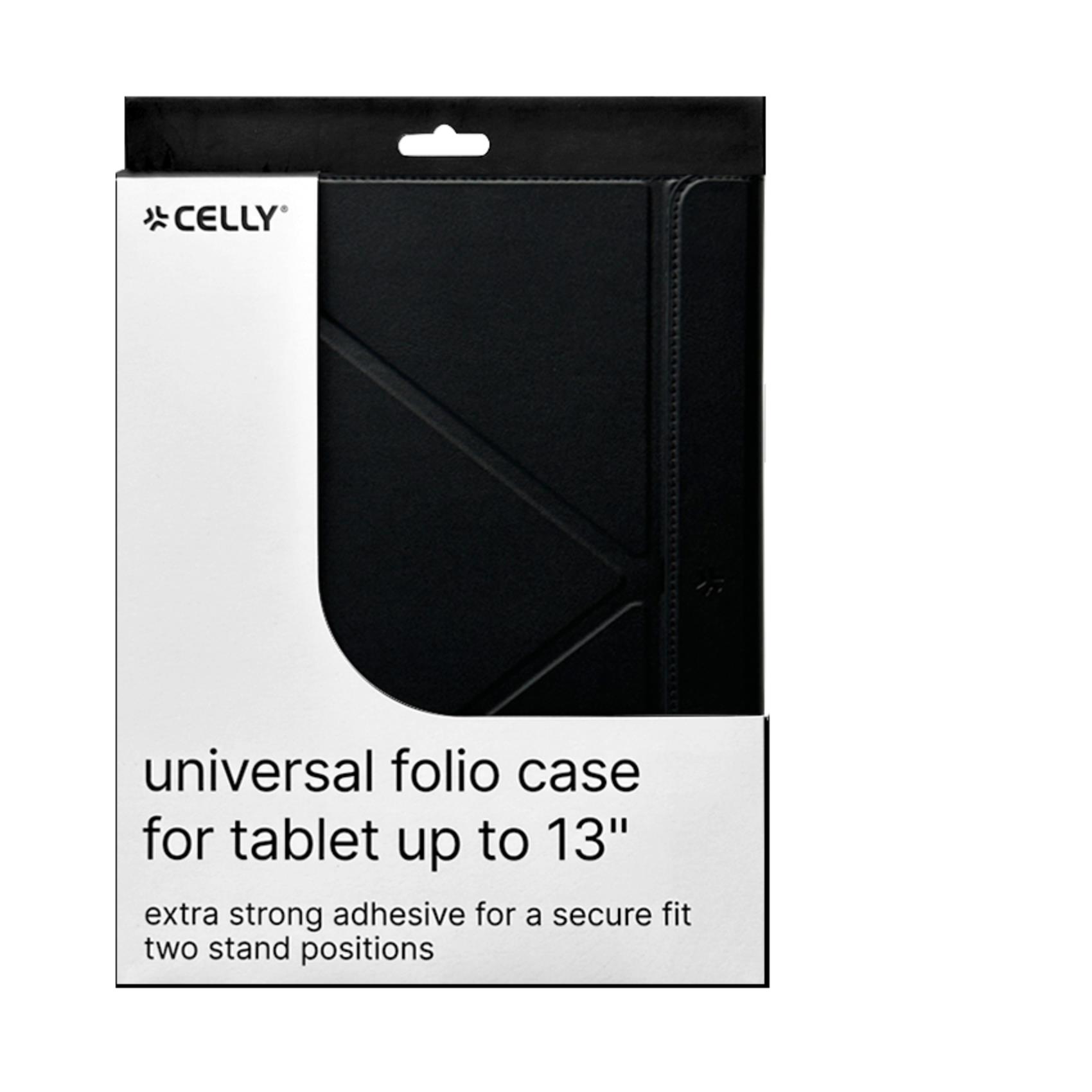 UNISTICKT13 - Custodia a libro in pelle sintetica con attacco Tablet tramite adesivo 3M di colore nero compatibile con Tablet fino a 13" dimensione display 6