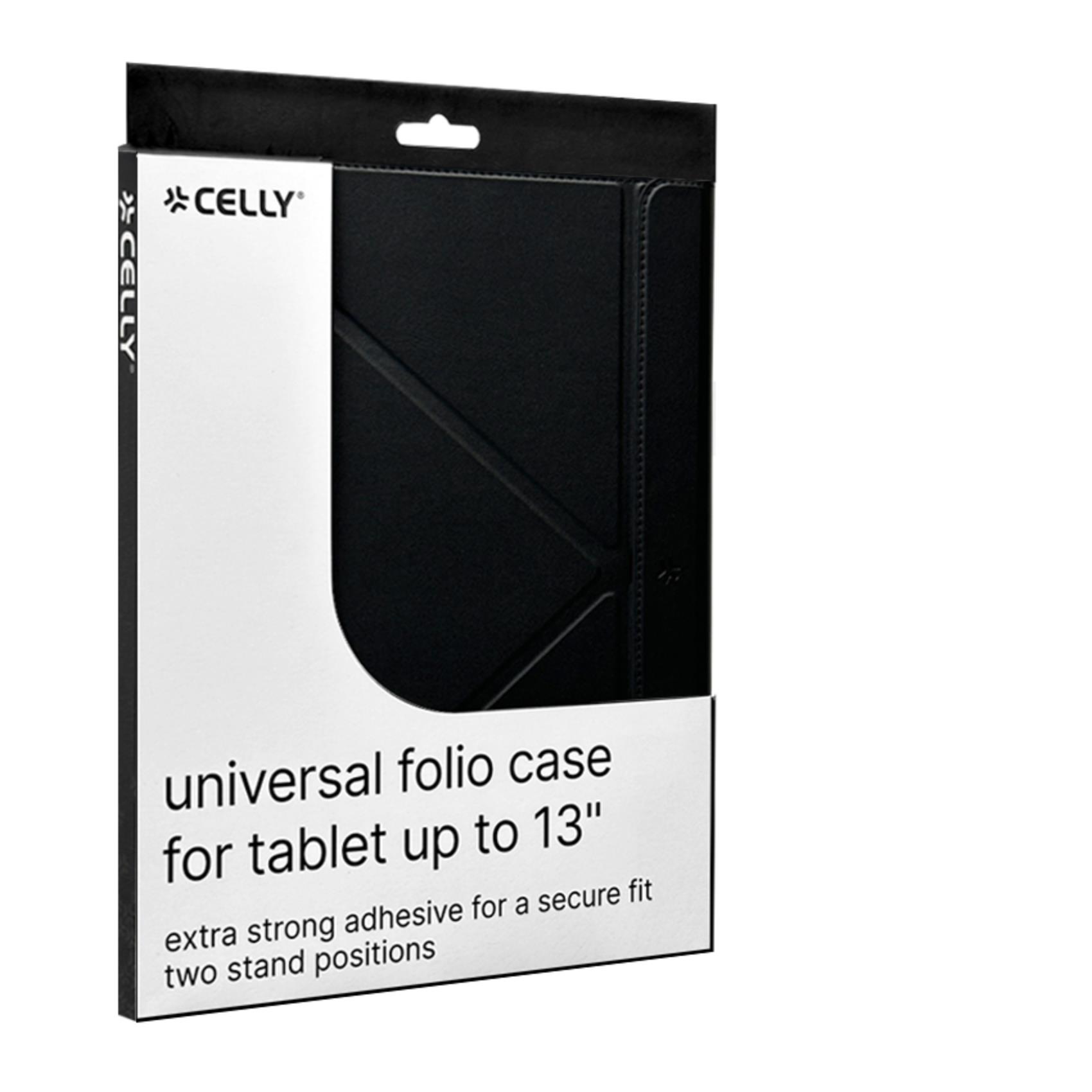 UNISTICKT13 - Custodia a libro in pelle sintetica con attacco Tablet tramite adesivo 3M di colore nero compatibile con Tablet fino a 13" dimensione display 7