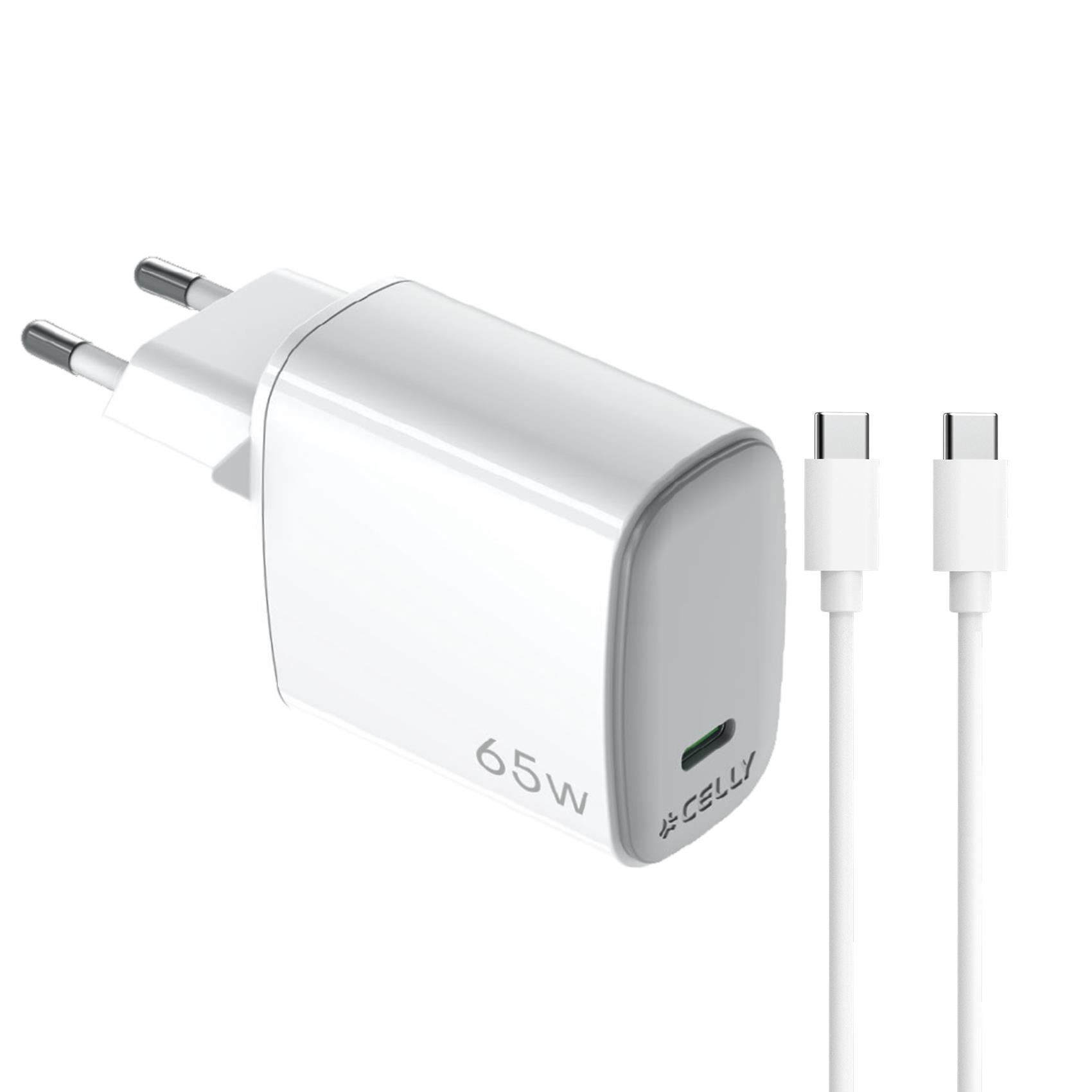 CELLY UPTC1USBC65WCTC - 65W GaN Wall Charger + USB-C to USB-C cable [UPTC COLLECTION]