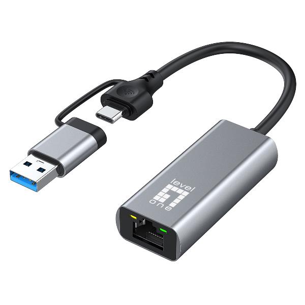 LEVELONE LEVELONE USB-0423 - ADATTATORE DI RETE 2.5 GIGABIT 2-in-1 USB-C/A