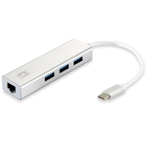 LEVELONE USB-0504 - ADATTATORE DI RETE USB-C GIGABIT+ HUB 3-PORTE USB 3.0 5