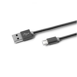 CELLY USBMICROSNAKE - Cavo USB-A a Micro Usb, lunghezza 1 metro, rivestito in materiale metallico, potenza massima 12 Watt