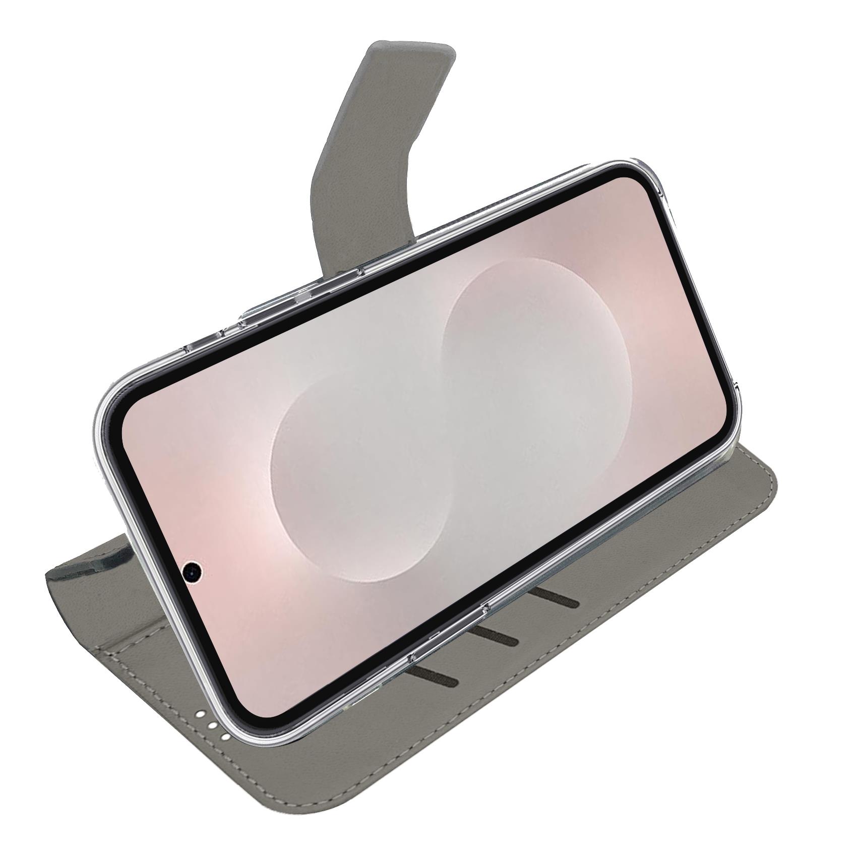 WALLY - Custodia a libro in pelle sintetica con chiusura flap magnetico, slot per carte e funzione stand colore nero compatibile con Samsung Galaxy S25 Edge 4