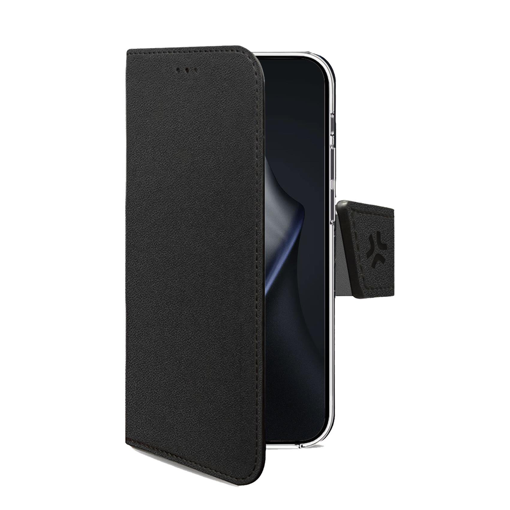 WALLY - Custodia a libro in pelle sintetica con chiusura flap magnetico, slot per carte e funzione stand colore nero compatibile con Xiaomi 15T 2
