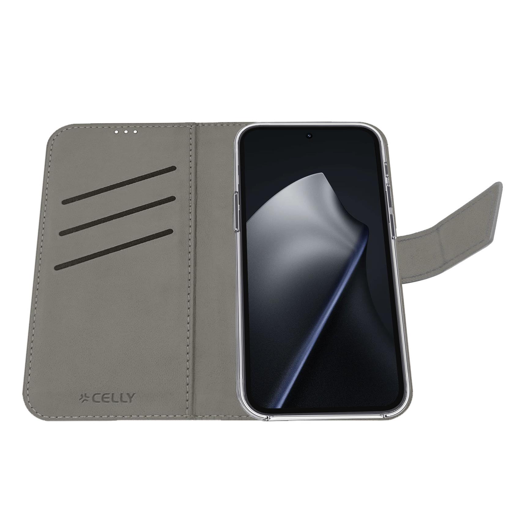 WALLY - Custodia a libro in pelle sintetica con chiusura flap magnetico, slot per carte e funzione stand colore nero compatibile con Xiaomi 15T 6