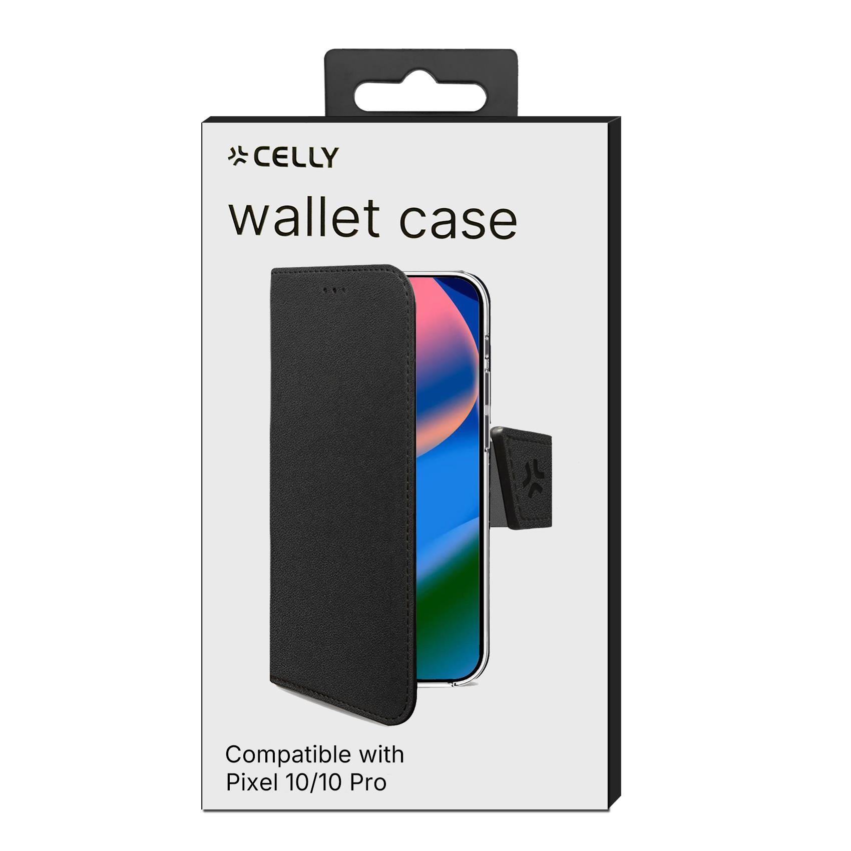 WALLY - Custodia a libro in pelle sintetica con chiusura flap magnetico, slot per carte e funzione stand colore nero compatibile con Google Pixel 10/ Pixel 10 Pro 3
