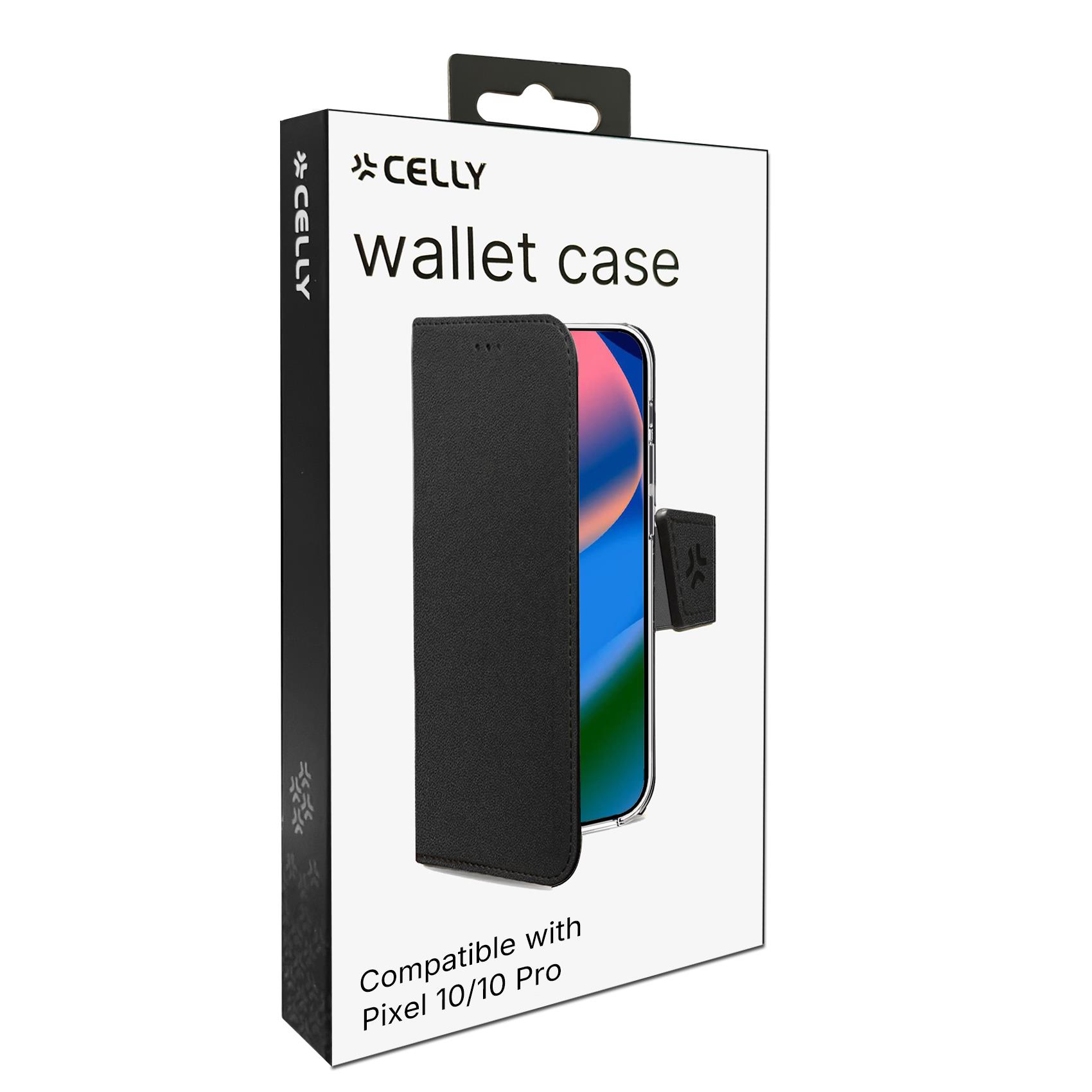WALLY - Custodia a libro in pelle sintetica con chiusura flap magnetico, slot per carte e funzione stand colore nero compatibile con Google Pixel 10/ Pixel 10 Pro 4