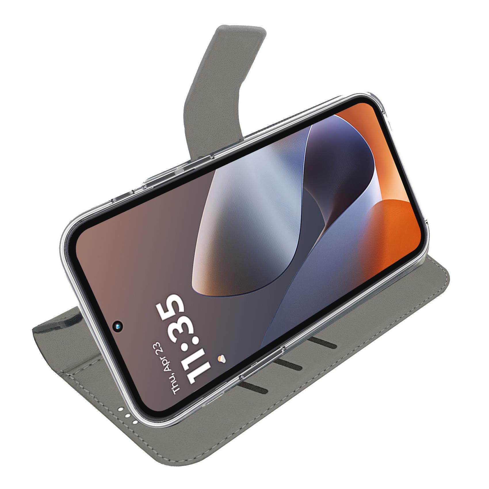 WALLY - Custodia a libro in pelle sintetica con chiusura flap magnetico, slot per carte e funzione stand colore nero compatibile con Motorola G86/ G86 Power 5