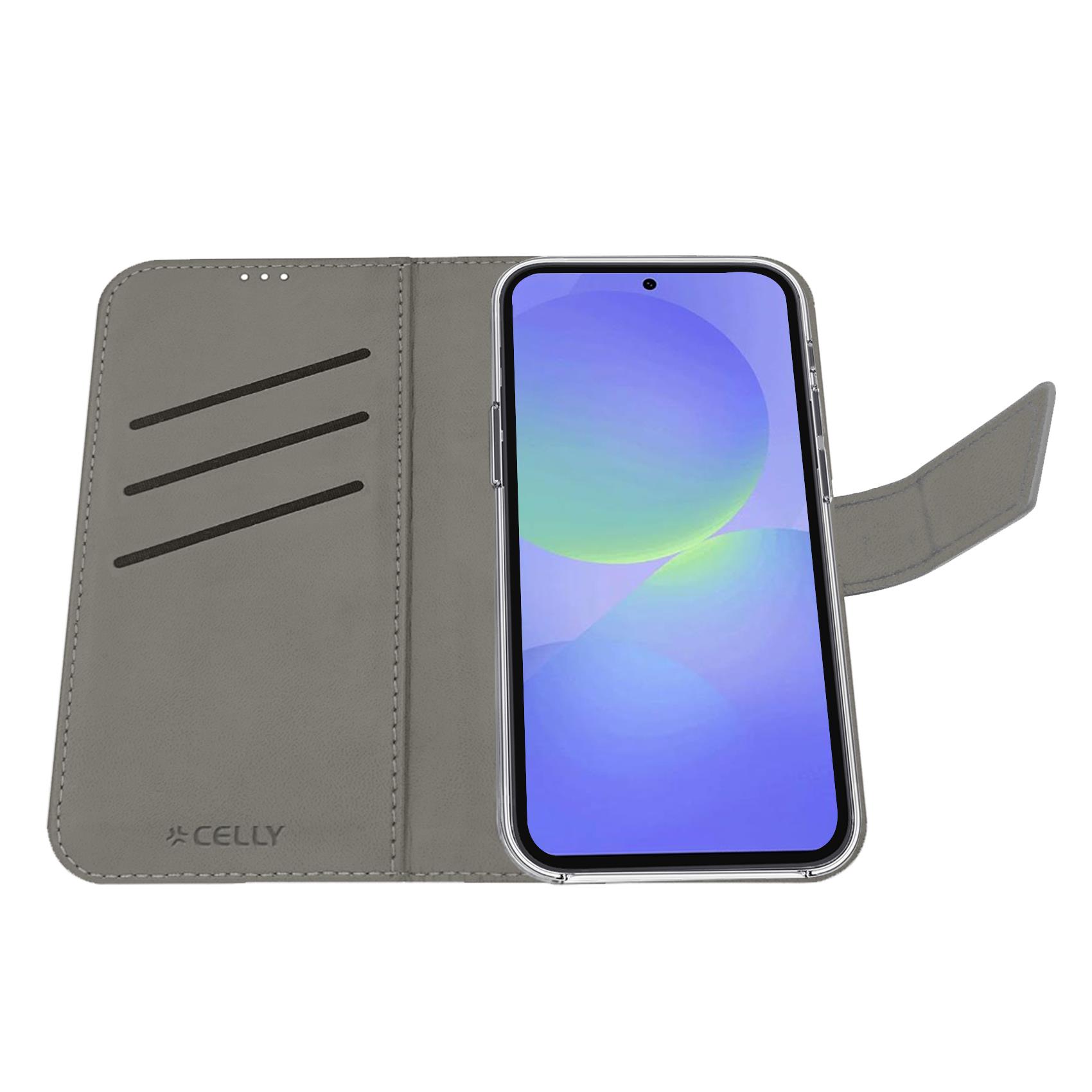 WALLY - Custodia a libro in pelle sintetica con chiusura flap magnetico, slot per carte e funzione stand colore nero compatibile con Samsung Galaxy A37 5G/ A37 5G EE 6