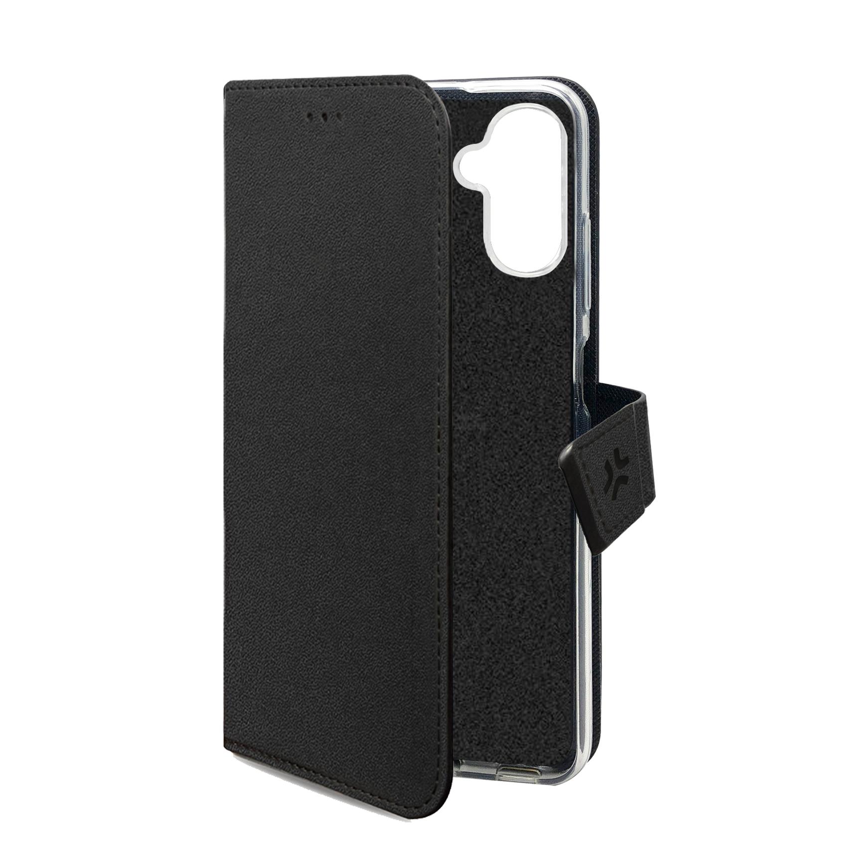 WALLY - Custodia a libro in pelle sintetica con chiusura flap magnetico, slot per carte e funzione stand colore nero compatibile con Samsung Galaxy A57 5G/ Galaxy A57 5G EE 3