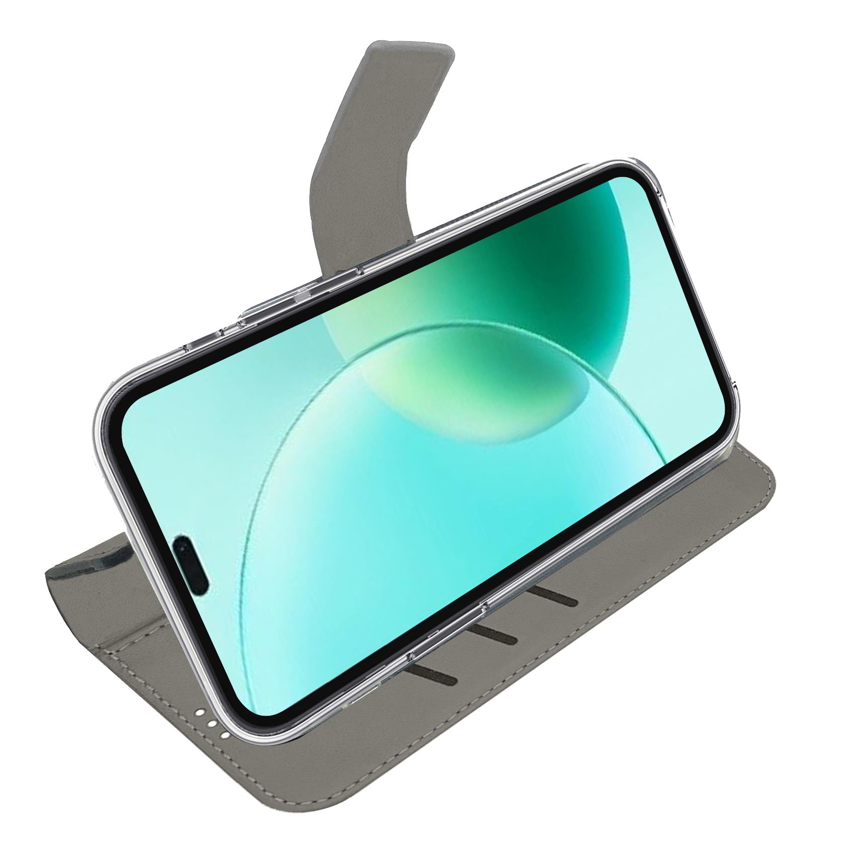 WALLY - Custodia a libro in pelle sintetica con chiusura flap magnetico, slot per carte e funzione stand colore nero compatibile con Honor 600 lite 5