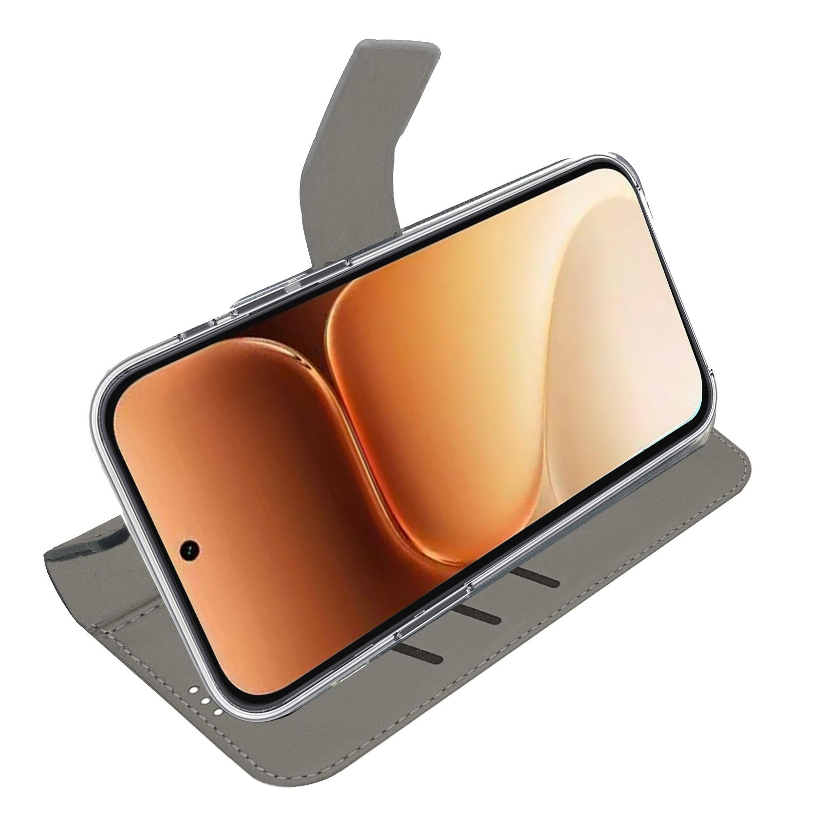 WALLY - Custodia a libro in pelle sintetica con chiusura flap magnetico, slot per carte e funzione stand colore nero compatibile con Honor 600 Pro 7