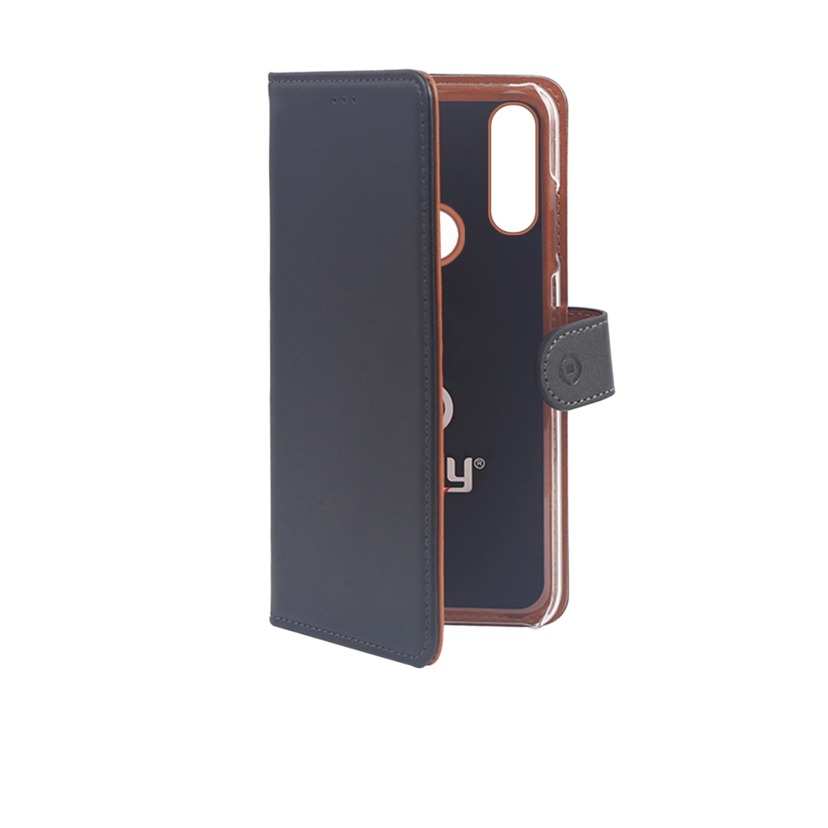 CELLY WALLY - Custodia a libro in pelle sintetica con chiusura flap magnetico, slot per carte e funzione stand colore nero compatibile con Samsung Galaxy A60/ Galaxy M40