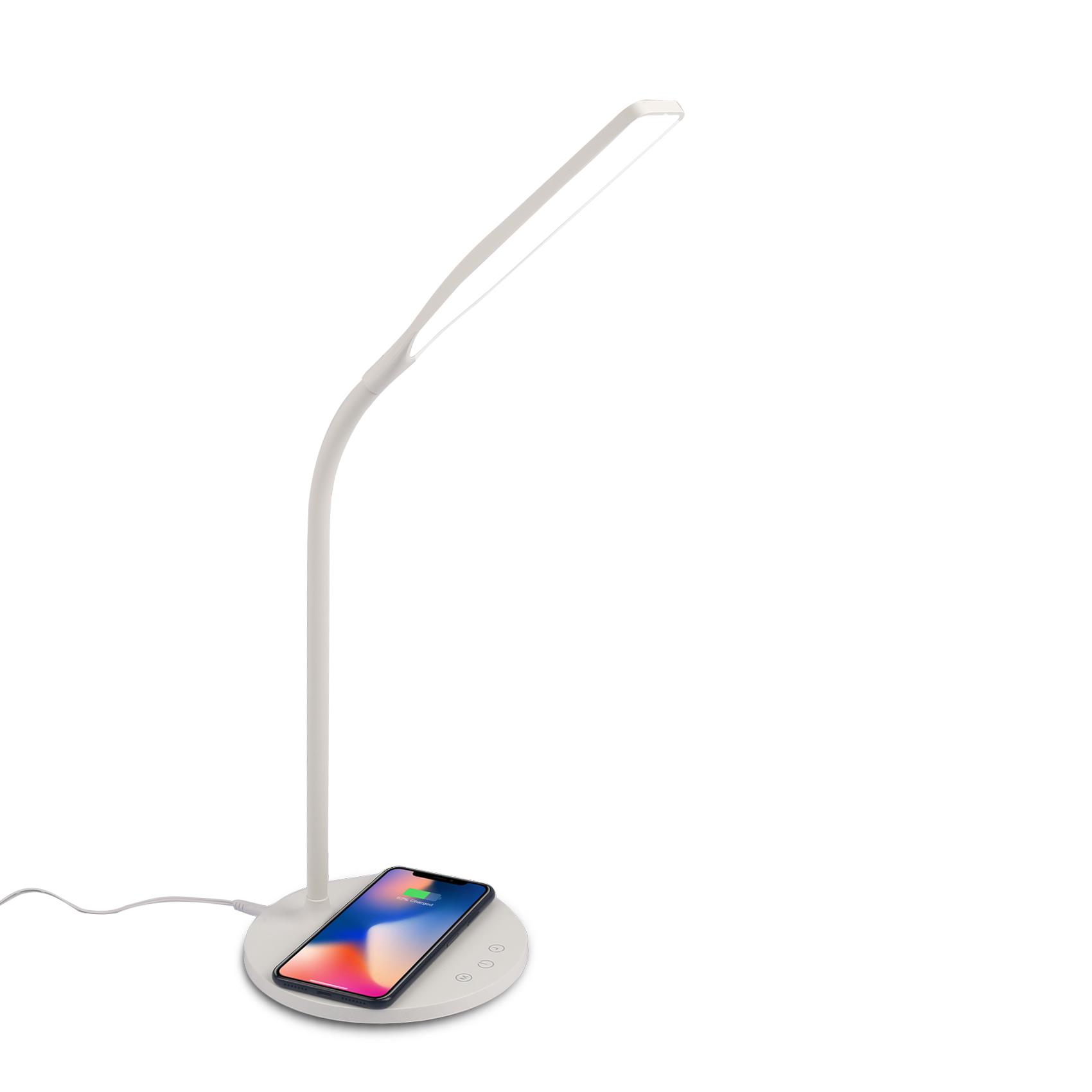 CELLY WLLIGHT10W - Lampada LED con caricabatteria wireless integrato, potenza massima 10 Watt, tre tonalità di luce, braccio flessibile