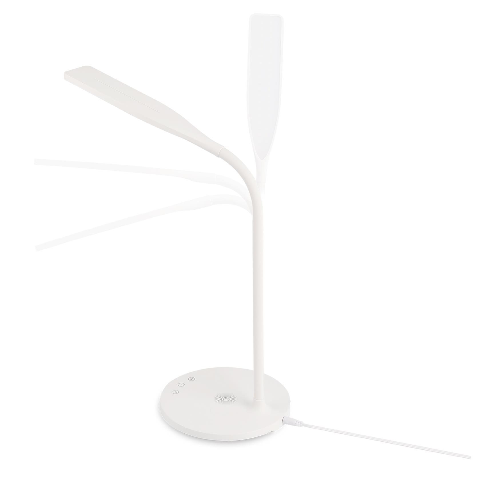 WLLIGHT10W - Lampada LED con caricabatteria wireless integrato, potenza massima 10 Watt, tre tonalità di luce, braccio flessibile 4