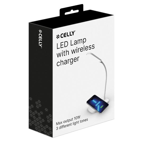 WLLIGHTLAMP - Lampada LED con caricabatteria wireless integrato, potenza massima 10 Watt, tre tonalità di luce, braccio flessibile 4