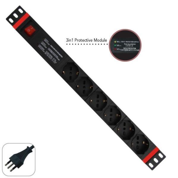 MULTIPRESA 1U 6 PRESE UNIVERSALI 2
