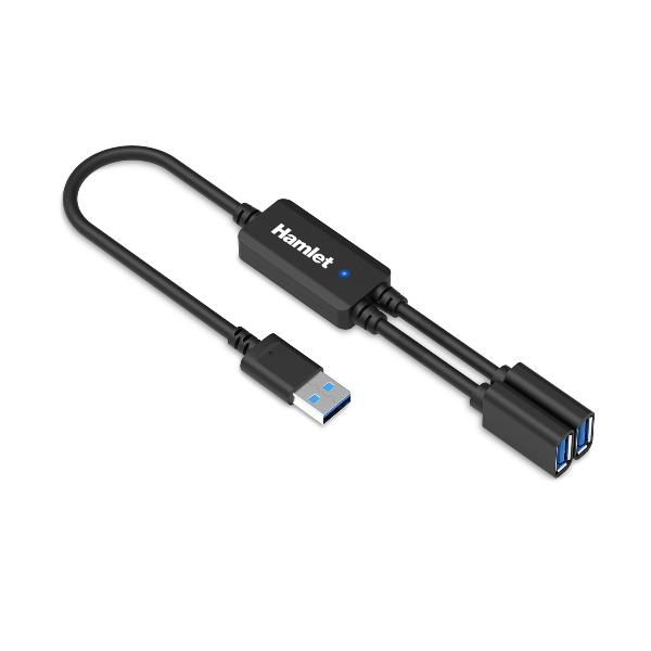 HAMLET XHUB-02UA-5GY HUB SDOPPIATORE USB 3.0 da USB-A e 2 PORTE USB-A