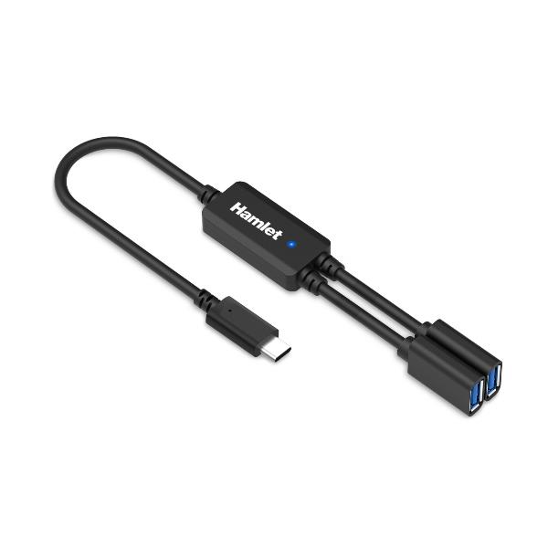HAMLET XHUB-02UC-5GY HUB SDOPPIATORE USB 3.0 da USB-C a 2 PORTE USB-A