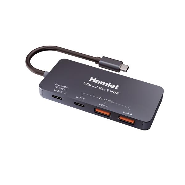 HAMLET XHUB-432C-10G-Y HUB 4 porte USB-C 10 Gbps 2xUSB-A 2xUSB-C + PD 100W