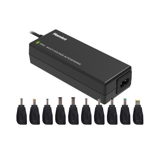 HAMLET XPWNB-9010T Alimentatore Universale per Notebook 90W Compact Autosensing - 10 Tips